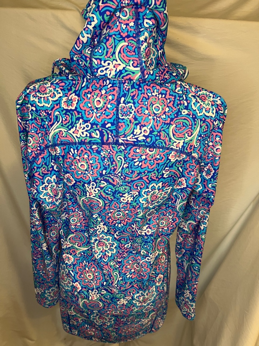 Coolibar Bright Blue and Pink Paisley Swim Cover-Up Dress SPF - Picture 5 of 10